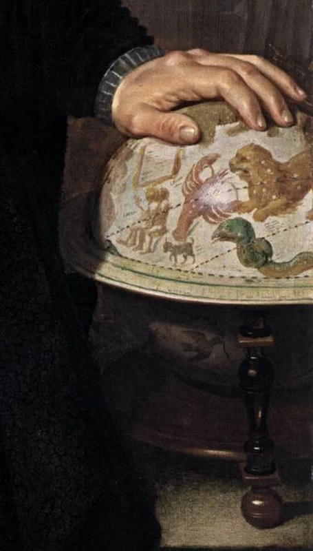 Uomo con globo celeste - dettaglio, Metropolitan Museum of Art, New York, dettaglio